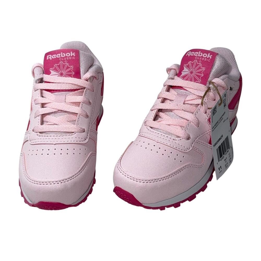 Reebok Running course Pink Girls Classics leather shoes SZ/11 - Picture 5 of 15